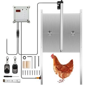 Automatische Kippenklep, Elektrische Kippenklep, Automatische Aluminium Automatische Deuropener, Kippendeur Inclusief Schuif Met Geleiderails, Kippenhokdeur Voor Veilig Kippenfokken(Bruin