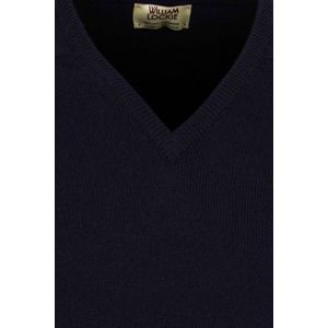 William Lockie - V-hals Trui - Donkerblauw - 100% Lamswol