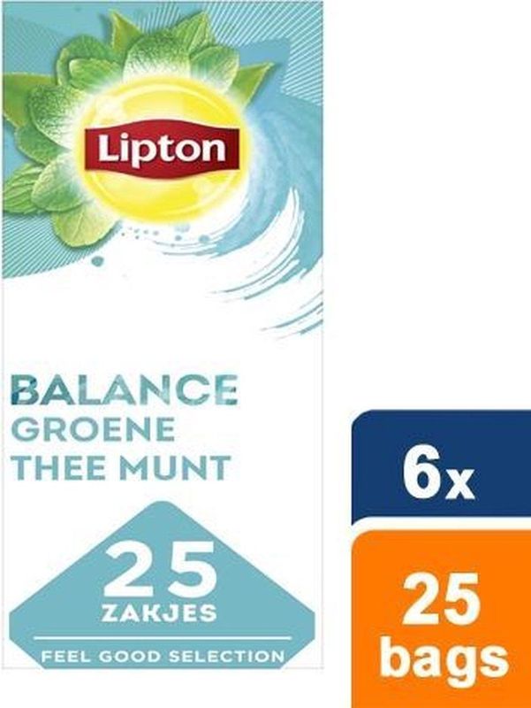 Lipton Feel Good Selection Groene Thee Munt - 6 x 25 zakjes - Voordeelverpakking