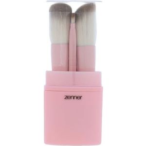 Zenner - Make-up Kwastenset - 4-delige Reisborstelset - Inclusief Poeder-, Blush-, Schuine- en Oogschaduwkwast