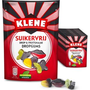 Klene Dropgums - drop & fruitsmaak - suikervrij - 110g x 12