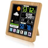 TS-3310 Wireless Weather Clock Multifunctionele kleurenscherm klok Creatieve Home Touch Screen Thermometer Houtnerf