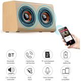 W7 Bluetooth 4.2 houten dubbele hoorns Bluetooth speaker (licht gele houttextuur)