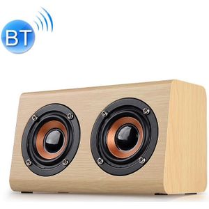 W7 Bluetooth 4.2 houten dubbele hoorns Bluetooth speaker (licht gele houttextuur)