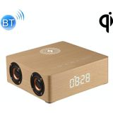 Q5A Multifunctionele Houten Touch Clock Display Draadloos opladen Bluetooth speaker  ondersteuning TF-kaart & U Schijf & 3 5mm AUX(geel hout)