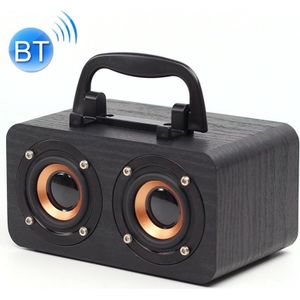 FT-4002 Houten draadloze Bluetooth Portable Retro Subwoofer Speakers  Ondersteuning TF-kaart & USB MP3-afspelen (Zwarte houtnerf)