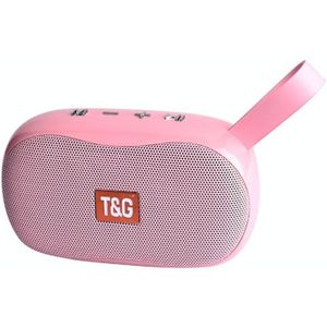 T&G TG173 TWS Subwoofer Bluetooth Speaker met gevlochten snoer  ondersteuning USB / AUX / TF-kaart / FM (roze)