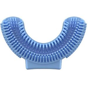 2 STUKS Siliconen U-vormige vervangbare borstel hoofd 2-8 jaar oude mondelinge elektrische tandenborstel hoofd (blauw)