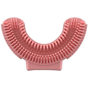 2 STUKS Siliconen U-vormige vervangbare borstel hoofd 2-8 jaar oude mondelinge elektrische tandenborstel hoofd (roze)