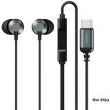 REMAX RM-512a USB-C / Type-C Metal In-ear Bedrade Oortelefoon  Ondersteuning Muziek & Oproep (Zwart)