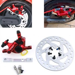 3 in 1 scooter gemodificeerde hydraulische rem + 120 mm schijfremschijf + aangepaste stoelset voor Xiaomi Mijia M365 Pro (rode rem + zilveren adapter)