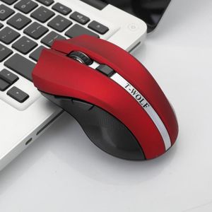 T-WOLF Q5 2.4GHz 5-knoppen 2000 DPI draadloze muis stille en niet-licht gaming office muis voor computer PC laptop (rood)