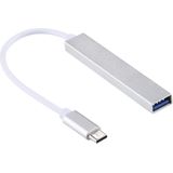 T-818 4 x USB 3.0 naar USB-C / Type-C HUB Adapter (Zilver)
