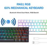 RK61 61 Toetsen Bluetooth / 2.4G Draadloos / USB Bedraad Drie Modi Rode Switch Tablet Mobiel Gaming Mechanisch Toetsenbord met RGB Achtergrondverlichting  Kabellengte: 1.5m (Wit)
