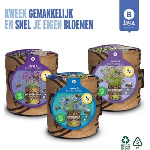 Bloemen kweekset speciaal voor bijen Lavendel Nigella en Phacelia/ duurzaam/ gerecycled/ BIO/ cadeau idee/