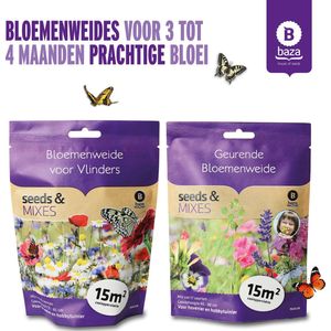 Seeds & Mixes Bloemenweide zaden Mix voor Vlinders en Geurende 2 stuks / cadeau idee