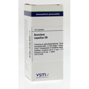 VSM Aconitum Napellus D6 - Tabletten - 200 stuks