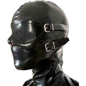 Latex Hoofdmasker zwart Rubberen Kap Latex Hoofddeksel Latex Maskers Rits achter,Handgemaakt Voor Cosplay Party Club Wear (M)