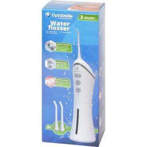 Optismile Waterflosser - Elektrische Monddouche - Draadloos en Oplaadbaar - Inclusief twee opzetstukken - Wit