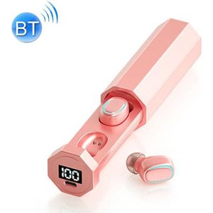 C1 Bluetooth 5.0 TWS Touch Polygonaal digitaal display True Wireless Bluetooth Earphone met oplaaddoos (roze)