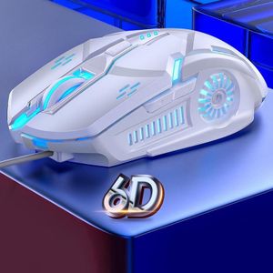 YINDIAO G5 3200DPI 4-modi Verstelbare 6-toetsen RGB Light Silent Wired Gaming Mouse (Wit)