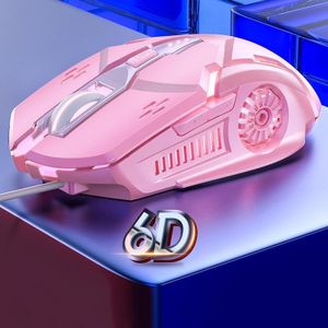 YINDIAO G5 3200DPI 4-modi Verstelbare 6-toetsen RGB Light Wired Gaming Mouse (Roze)