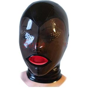 Latex Hoofdmasker zwart Rubberen Kap Latex Hoofddeksel Latex Maskers Rits achter,Handgemaakt Voor Cosplay Party Club Wear (L)