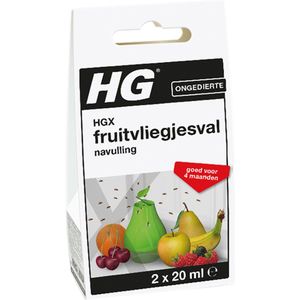 HGX fruitvliegjesval navulling - 4x 20ml - effectieve bestrijdingsmiddel - 2 verpakkingen van 2 x 20 ml