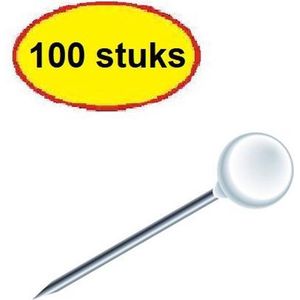 Exacompta - Doos met 100 bolvormige prikbordspelden - punthoogte 15mm - 4mm diameter - Wit