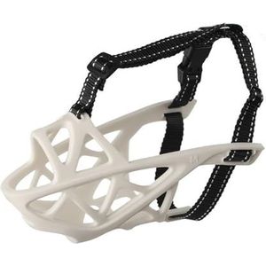 AISHANBAIHUODIAN Hond Mond Snuit Veiligheid Hond Anti-bijt snuit Geschikt for ademend kauwmasker Verstelbaar masker Hond Bark Bite Muzzle Hondenbenodigdheden (Color : White, Size : XL(15-25kg))