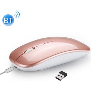 HXSJ M90 2.4 GHz ultradunne Mute oplaadbare dual-mode draadloze Bluetooth Notebook PC Mouse (Rose Gold)