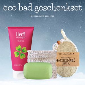 Eco Bad Relaxset | Lief Shower Cream, Pink Grapefruit Handzeep, Zeepzakje, Badspons | Vrij van Parabene en SLS