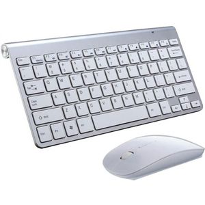 USB Externe notebook desktop computer Universele Mini draadloos toetsenbord muis  stijl: toetsenbord en muis set (Zilver )