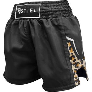 Stiel Leopard Dames Kickboksbroekje - Satijn - Zwart
