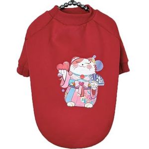 Hondenhoodiekleding Winter Warm Zacht Katoen Huisdierenkleding Compatibel met kleine middelgrote honden Puppy Kat Kostuumjas Chihuahua-jas (Color : Red Cat Cloth, Size : L)