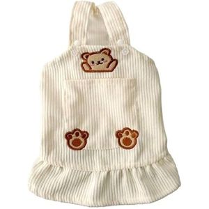 Leuke Corduroy Dierenkleding Mooie Pluche Konijn Puppy Kitten Rok Roze Geel Gestreepte Bretels Rok Compatibel Met Kleine Honden Chihuahua (Color : Beige, Size : M)