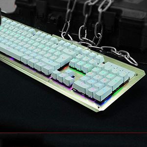 DKee toetsenborden Groene Axis Real Mechanical Toetsenbord Internet Bar Metalen Mechanische toetsenbord 104 Sleutels Game LED Backlit Toetsenbord (Color : Gold)