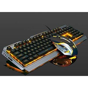 DKEE muis en toetsenbord Mechanisch Handtoetsenbord en Muis Set Notebook Desktop Kabel Game Toetsenbord (Color : Yellow)