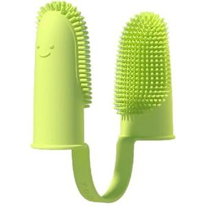 Hond Super Zachte Dubbele Vinger Tandenborstel Huisdier Tanden Schoon Slechte Adem Zorg TPR Tandenborstel Schoon Gereedschap Hond Tandenborstel Accessoires (Color : Yellow)
