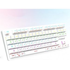 FOREV FV-301 87-toetsen Mechanisch toetsenbord Groene Axis Gaming Keyboard  Kabellengte: 1 6 M (Pearl White)
