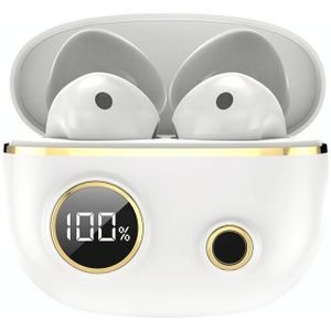 PRO100 TWS Bluetooth 5.2 Noise Canceling Waterproof Earphones 9D Stereo Sports Headphone with Charging Case(White)