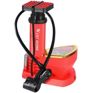 WEST BIKING Portable Mountain Bike Foot Pump With Barometer(118 Red)