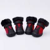 4 STUKS/Set Huisdier HerfstWinter Verdikking Katoenen Schoenen Hond Warme En Antislip Schoenen  Maat: Nr. 1(Rood)