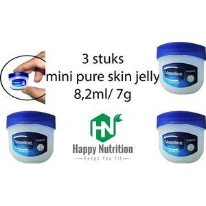 3x Vaseline Pure Petroleum Jelly Original - 8,2 ml/ 7g - Bodygel| 3 stuks mini Petroleum Jelly