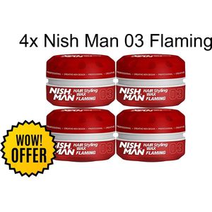 Nish Man- Hair Wax- 03 Flaming 4 stuks