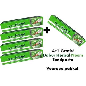Dabur Herbal Tandpasta - Neem Tandpasta - 5 x 155Gram - Dabur Kruidentandpasta Neem