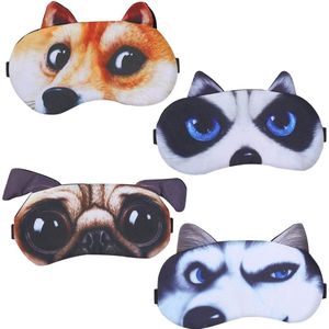 Vardaan Slaapmaskers - Zacht & Wollig - Voor Reizen, Dutjes, Yoga & Slapen In De Nacht - Set Van 4 Leuke Hondjes