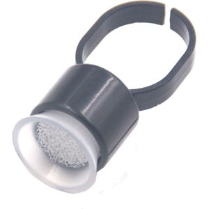 25 stuks GGD goedgekeurde Permanente Make-Up Zwarte Plastic Ring Inkt Cup & Tattoo Pigment Vinger Cup Met Spons