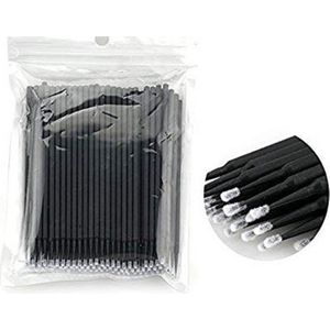 Lashes & More - 100 stuks  Wegwerp Microbrushes - Zwart - Wimpers Uitbreiding  - Individuele Lash Verwijderen -  Wattenstaafje - Micro Borstel Voor Wimper Extensions Tool- microbrush