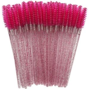 Wegwerp Wimper en Wenkbrauw Borsteltjes - Mascara Borsteltjes - Roseo glitter - 50 stuks